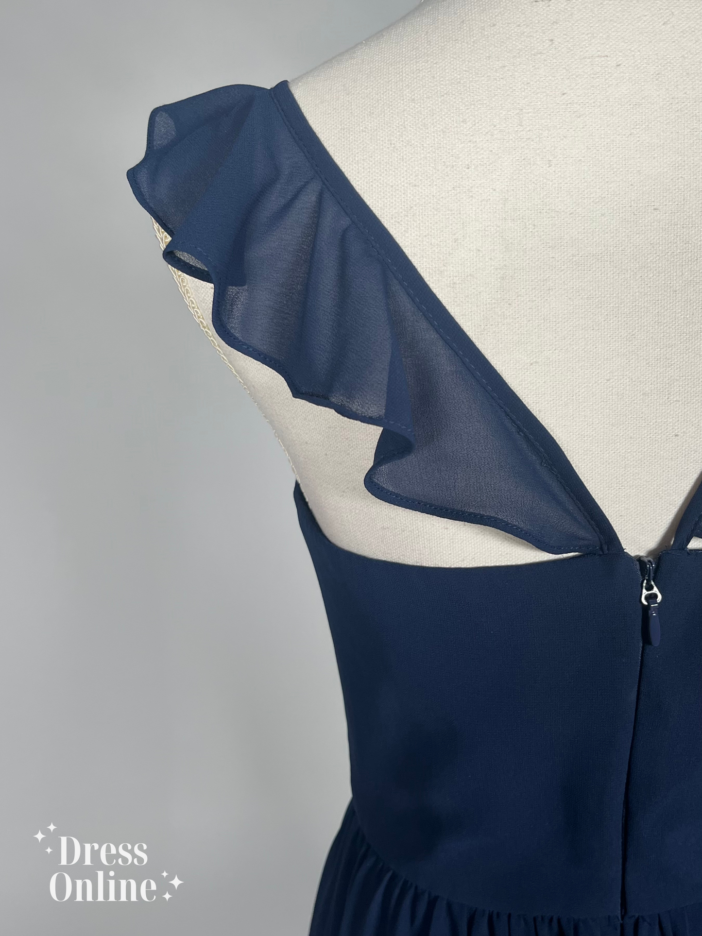 Donkerblauwe Galajurk met Ruches van Chi Chi London Maat M - 234