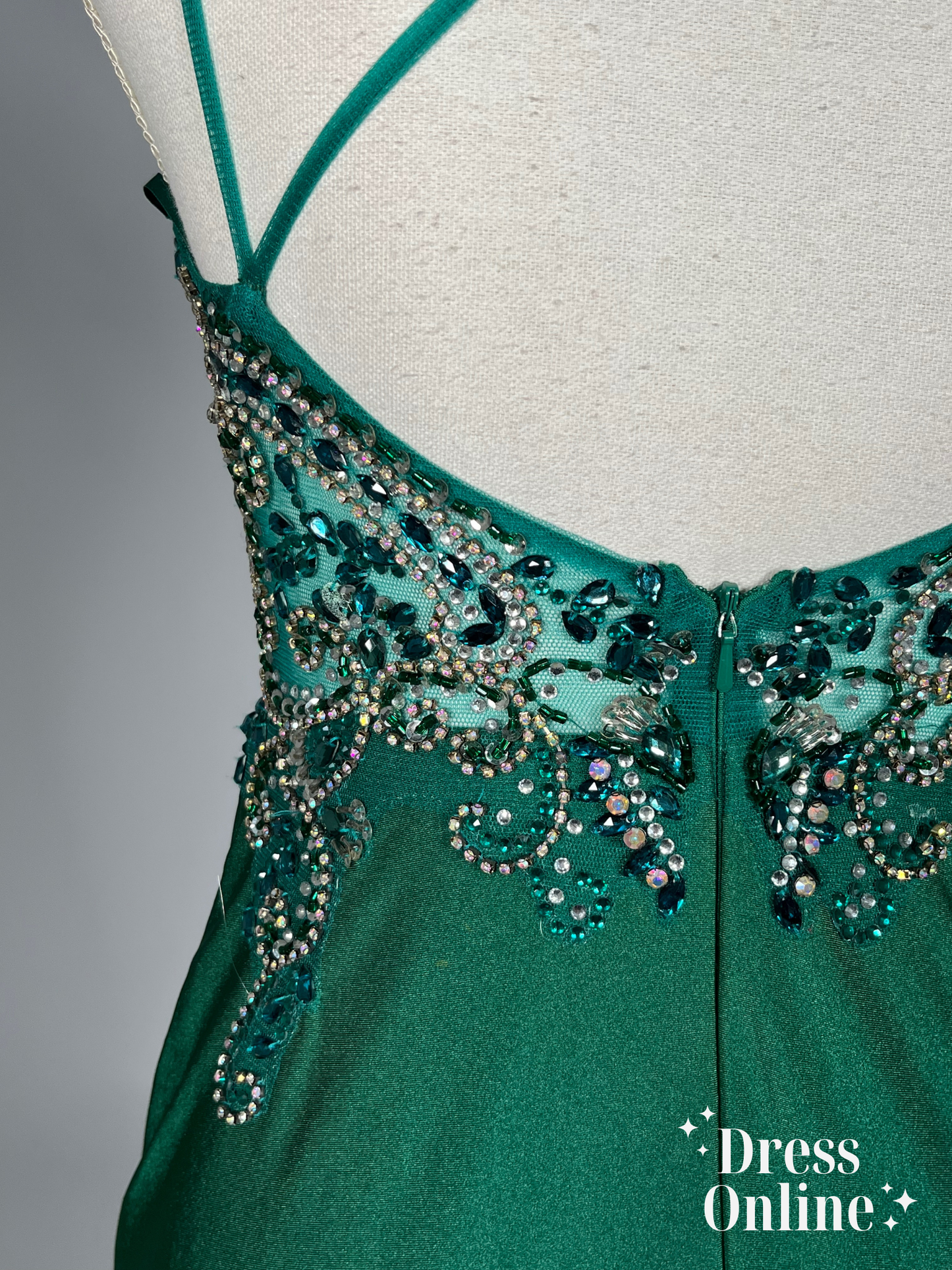 Elegante Groene Galajurk met Luxe Kralenversiering - Maat XS - 402