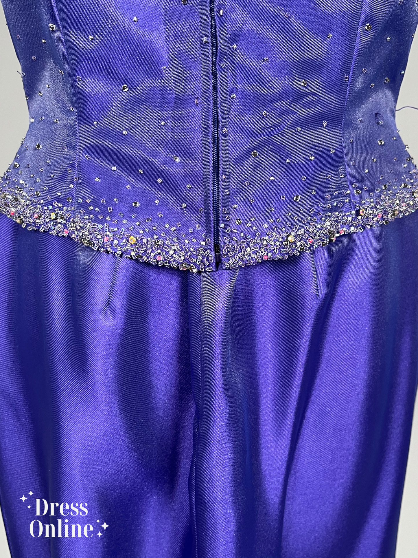 Paarse Vintage Avondjurk met Gedetailleerde Kralenversiering Maat L -275