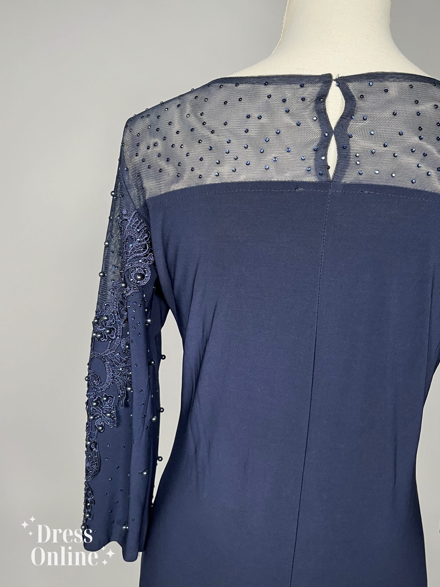 Betoverende Donkerblauwe Galajurk met Lange Mouwen maat m - 154