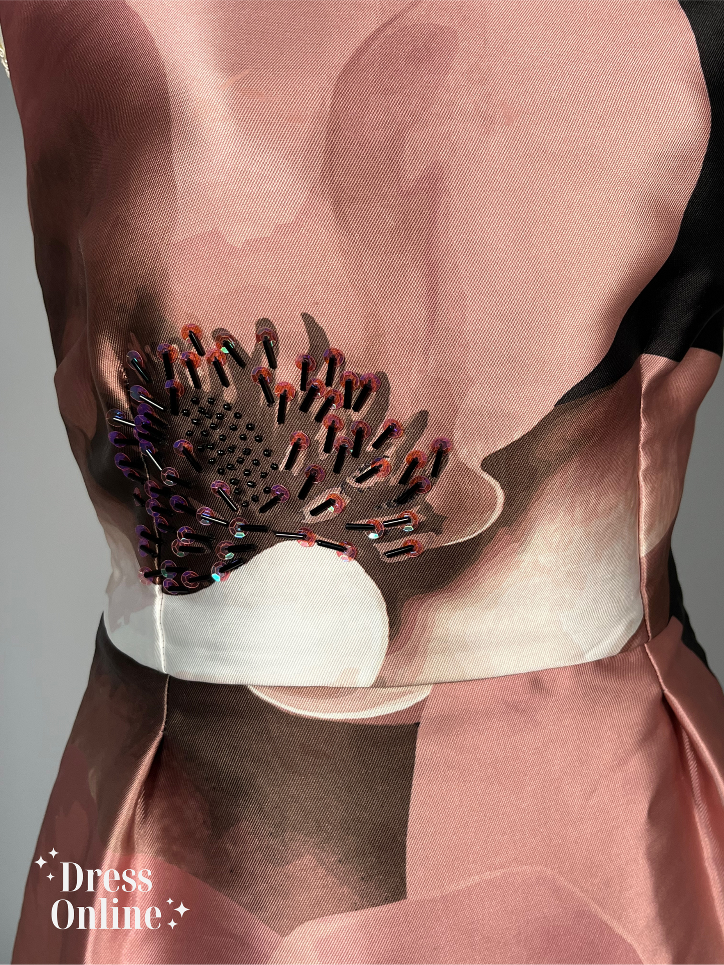 πΈ Bloemrijke Schoonheid: Sierlijke Cocktailjurk met Kraaltjes - Maat S π