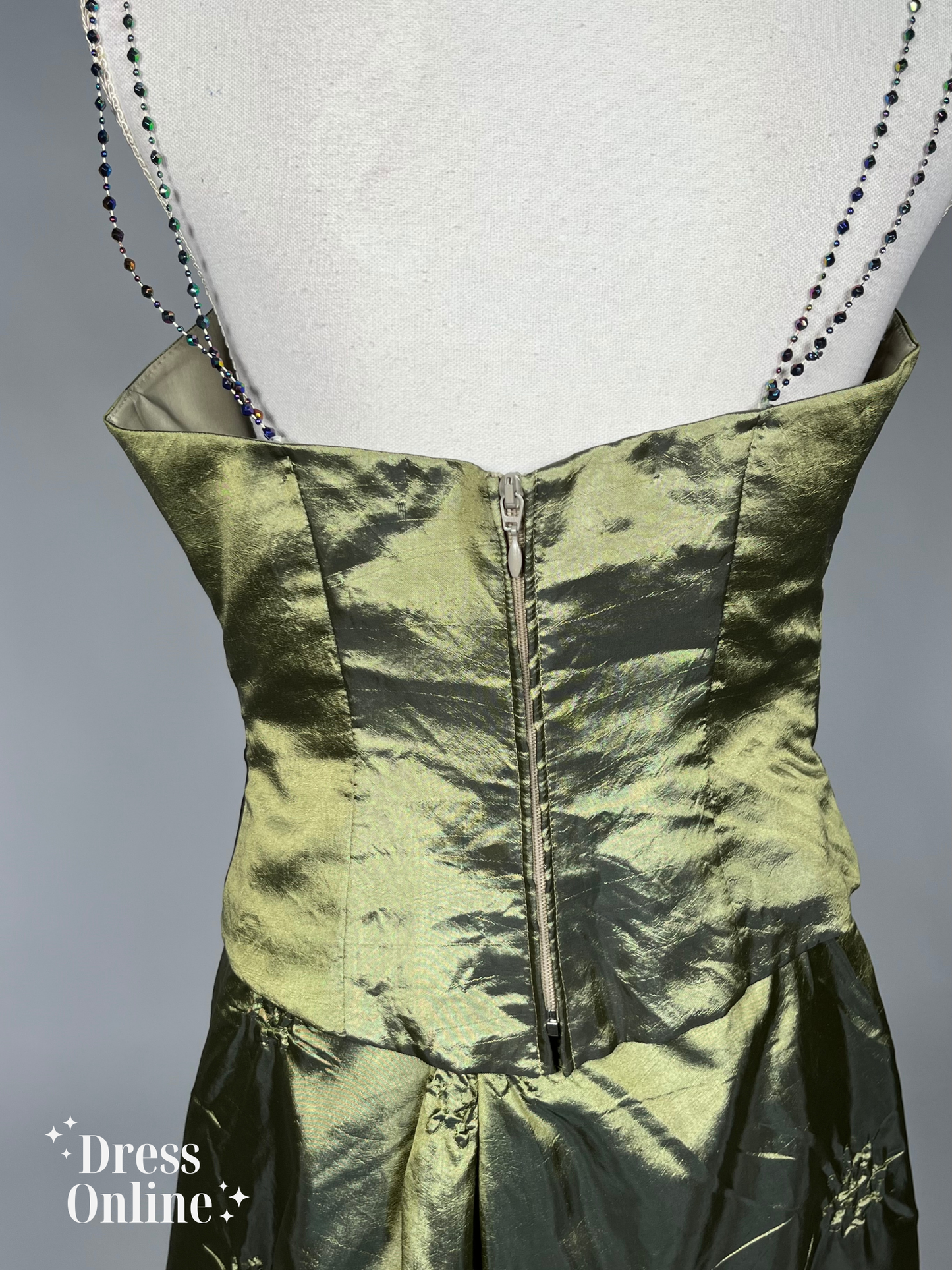 Elegante Olijfgroene Vintage Avondjurk Maat L -256