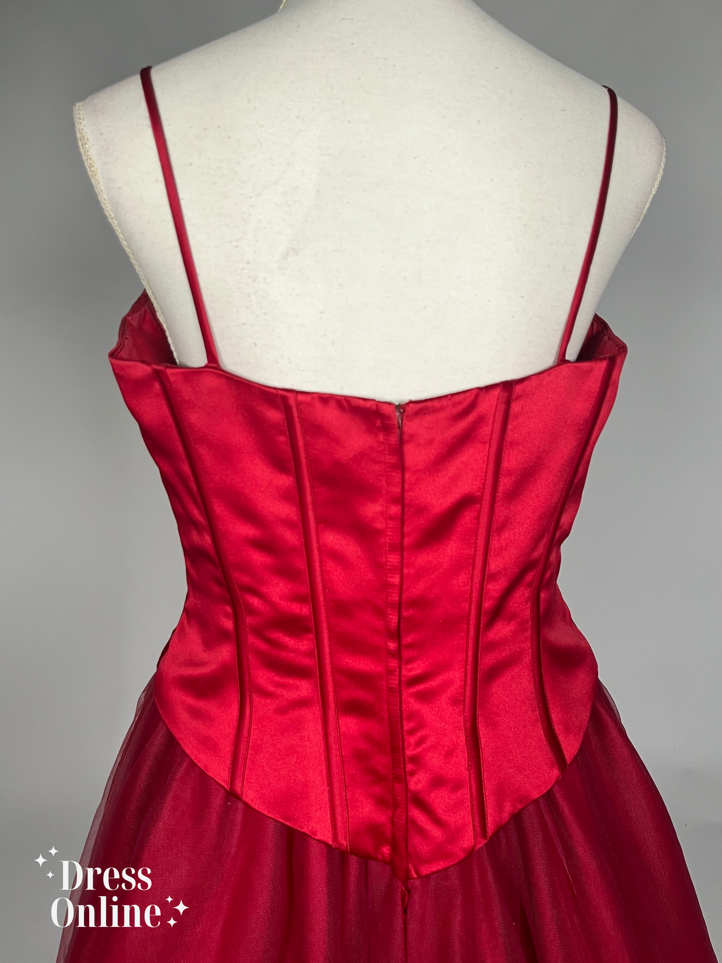 Vintage Rode Galajurk met Baleinen Detail Maat M - 240