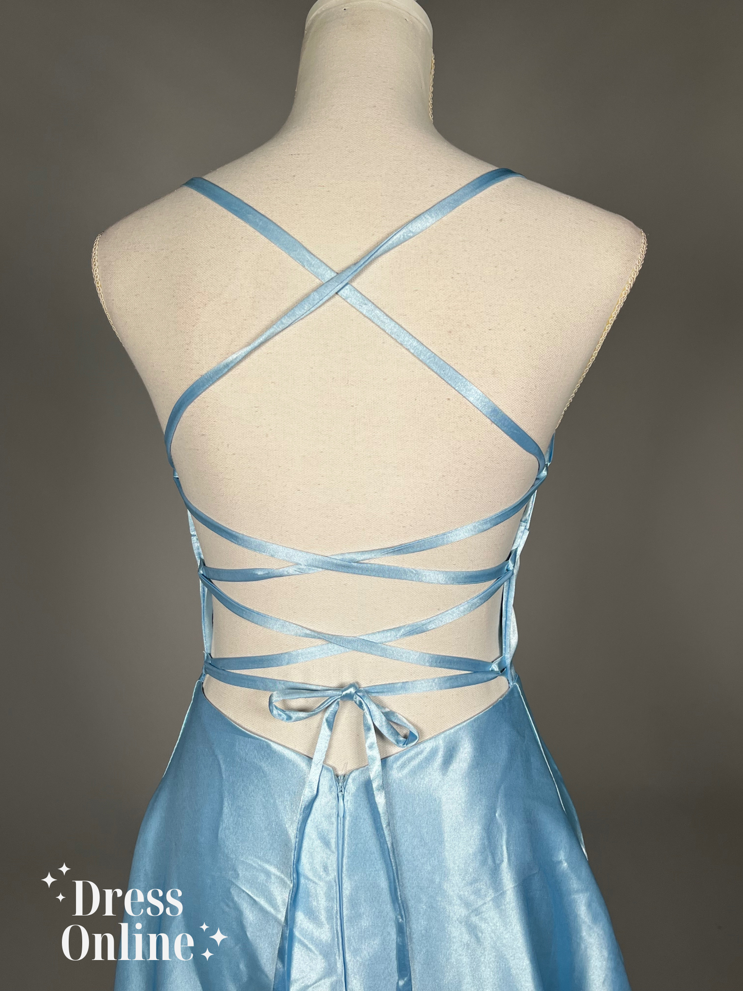 Zijdeachtige Hemelsblauwe Galajurk - Maat S - 397