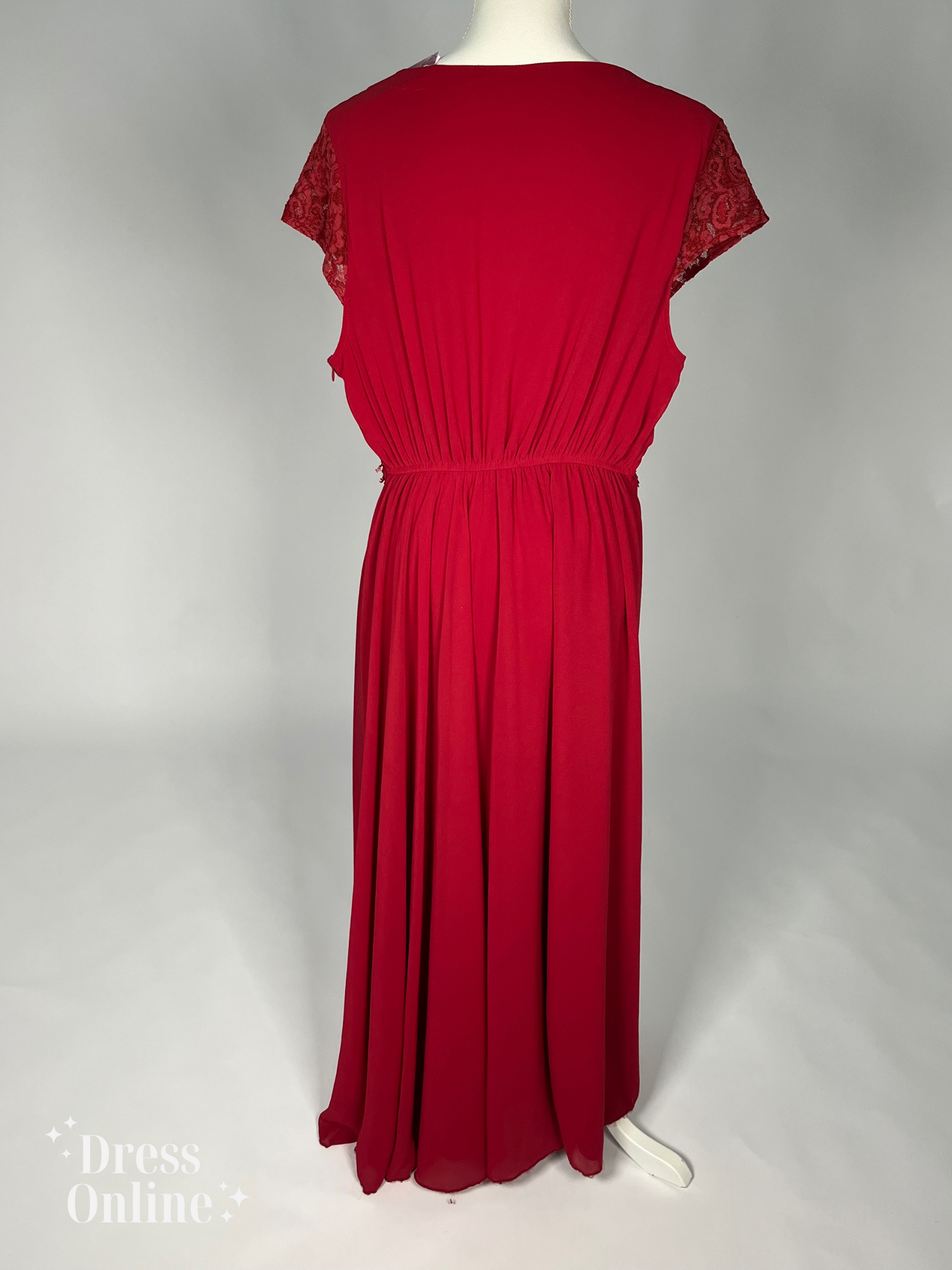 Betoverende Rode Galajurk met Kant en Chiffon maat XL/XXL - 191