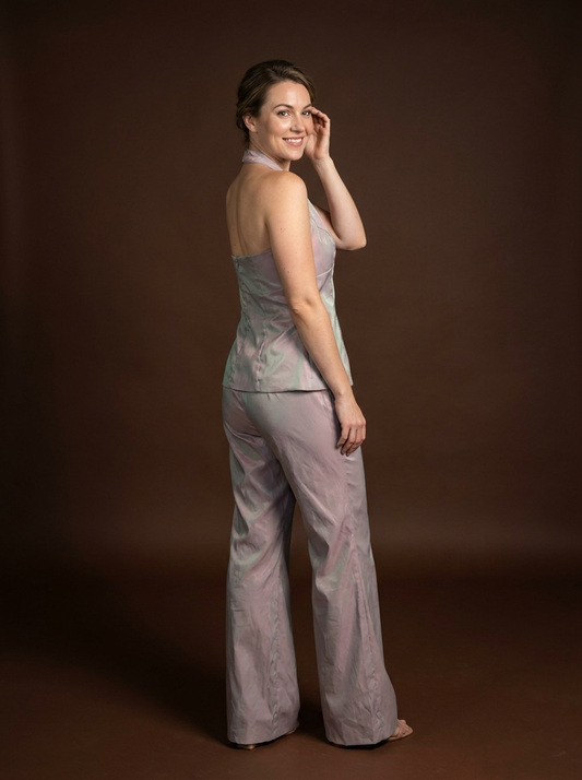 041 Parelmoer Jumpsuit met Halter Top