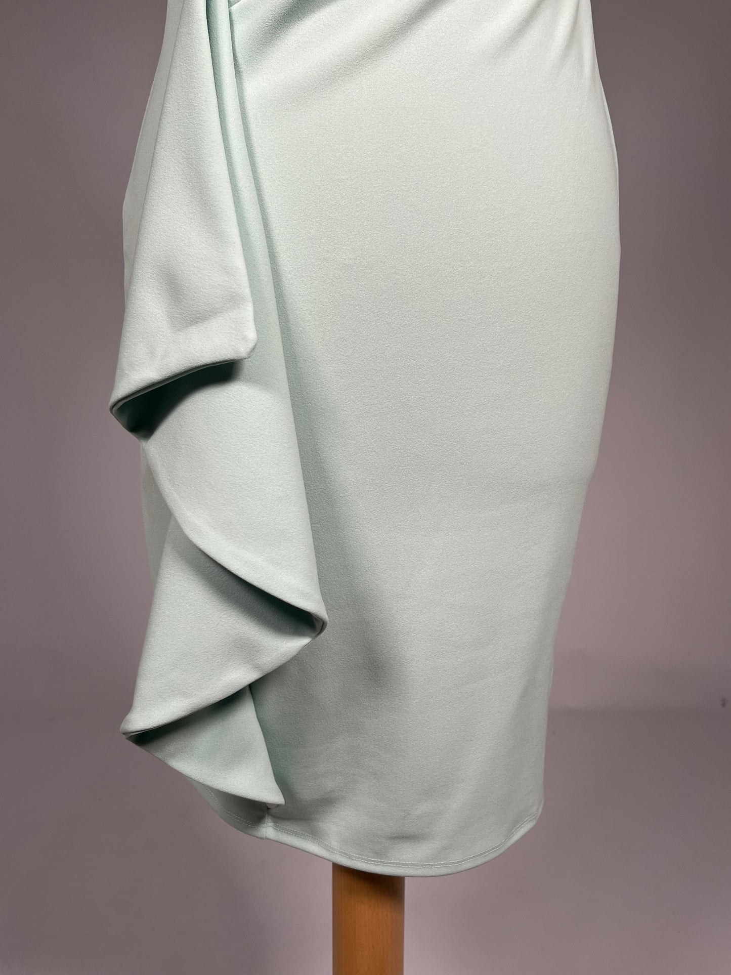 Elegante Mintgroene Cocktailjurk met Drapering - Maat M 38