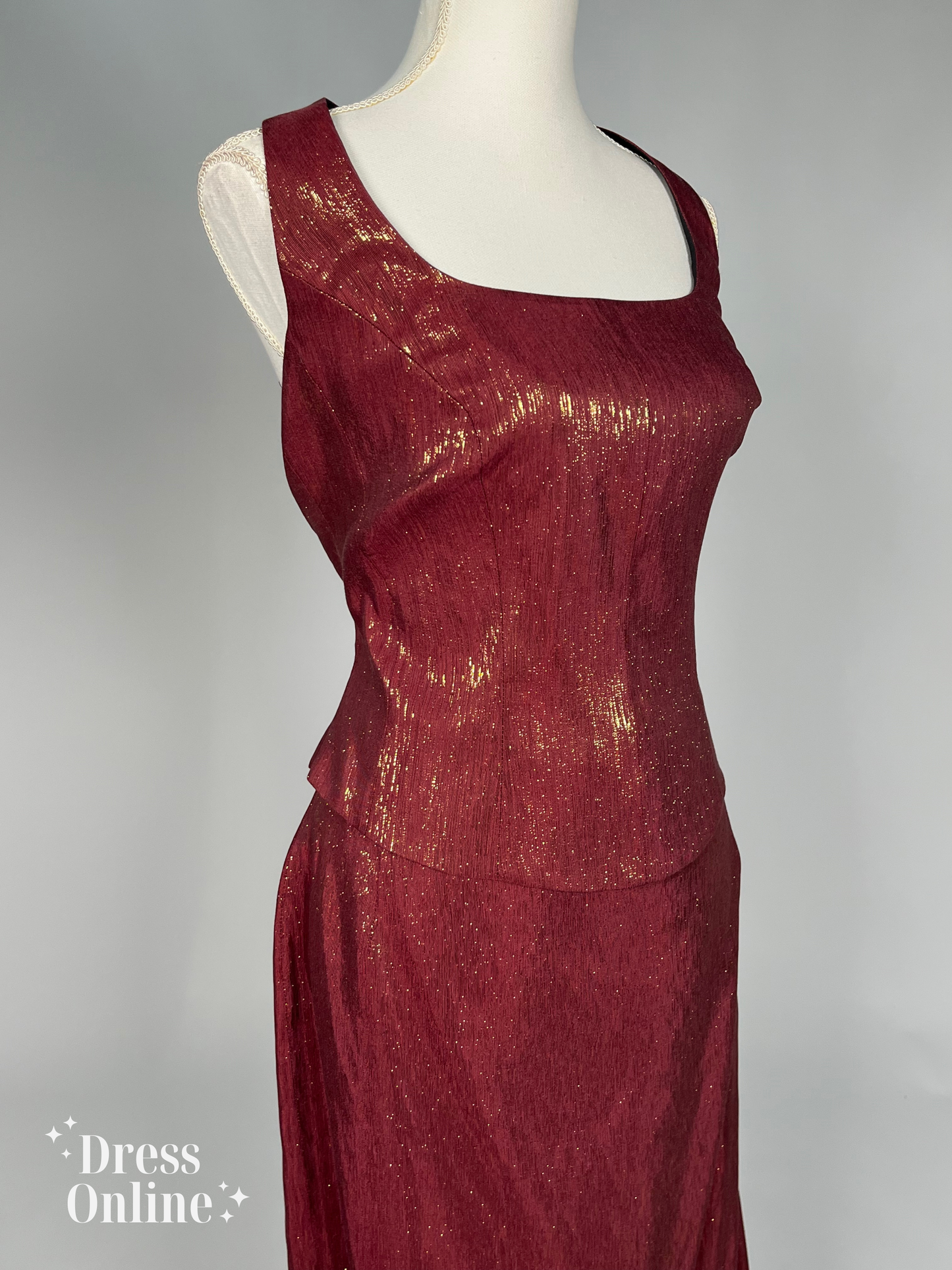 Dieprode Shimmer Galajurk Maat XL - 245