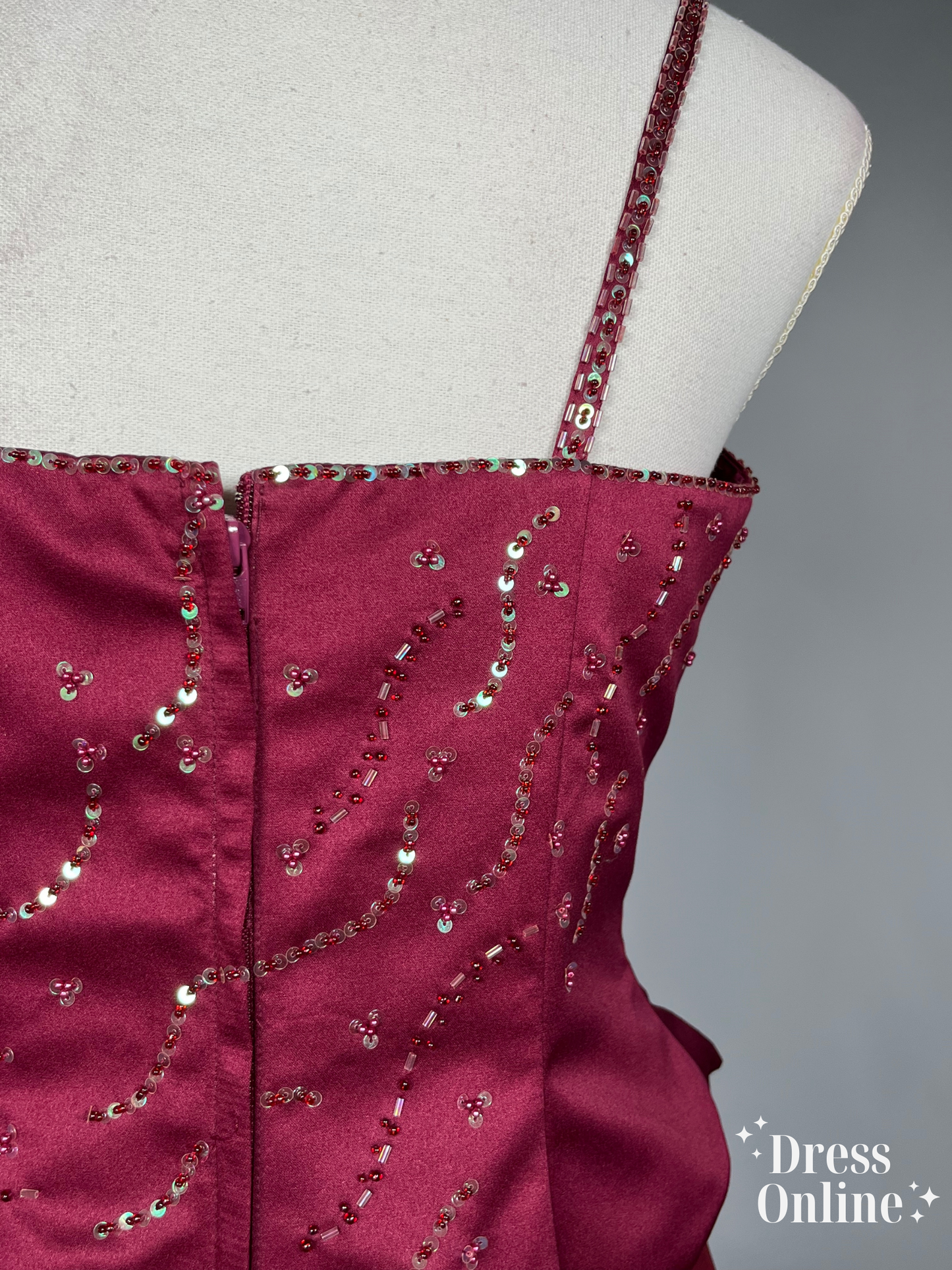 Dieprode Vintage Avondjurk met Delicate Versieringen Maat L - 262