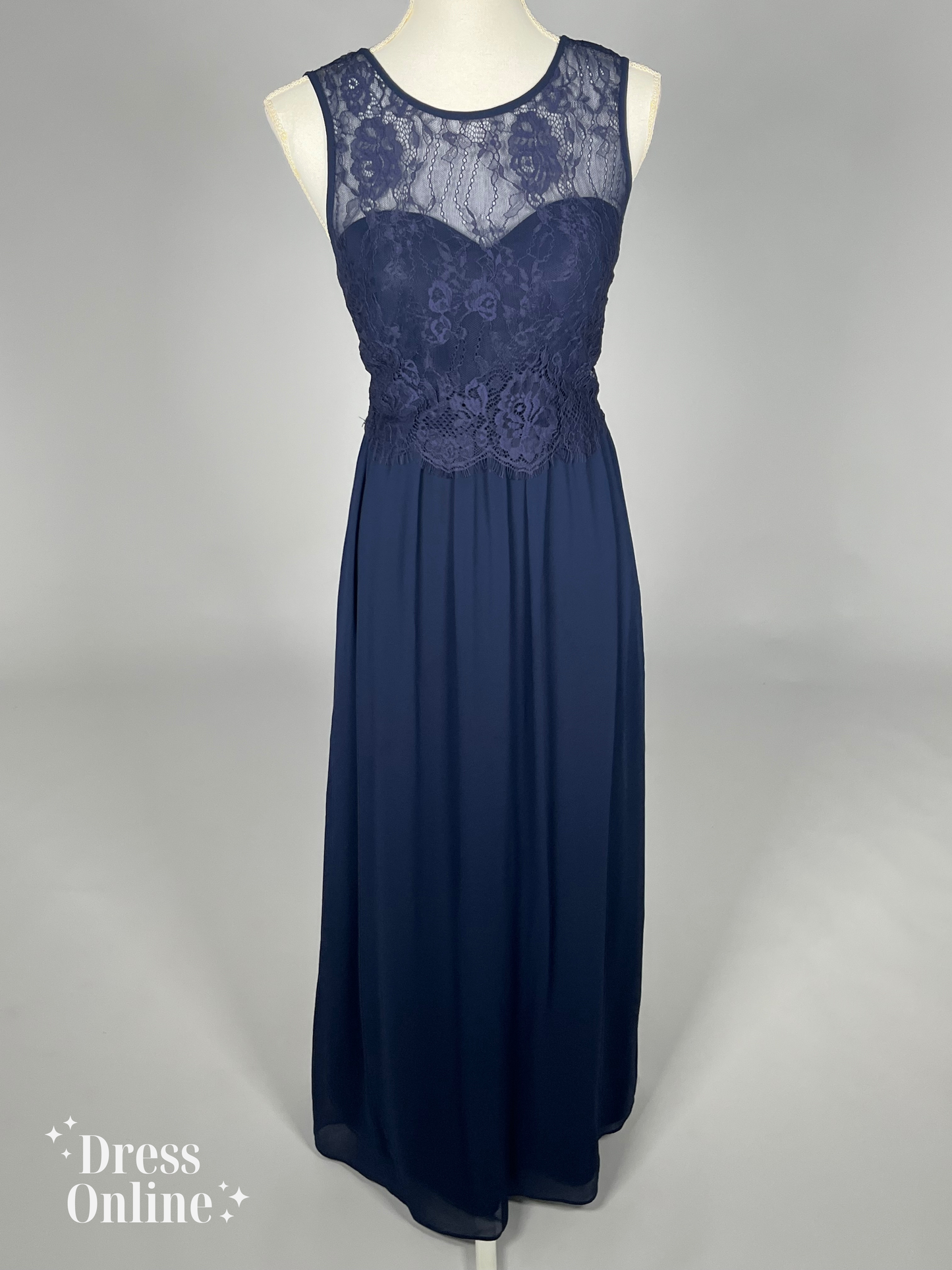 Donkerblauwe Galajurk met Sweetheart Neckline en Kanten Overlay Maat M - 223