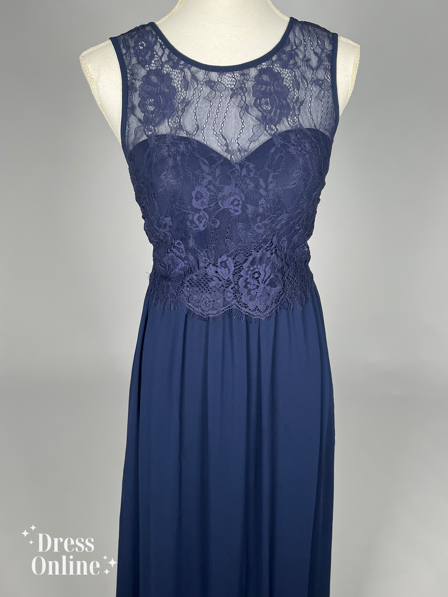 Donkerblauwe Galajurk met Sweetheart Neckline en Kanten Overlay Maat M - 223
