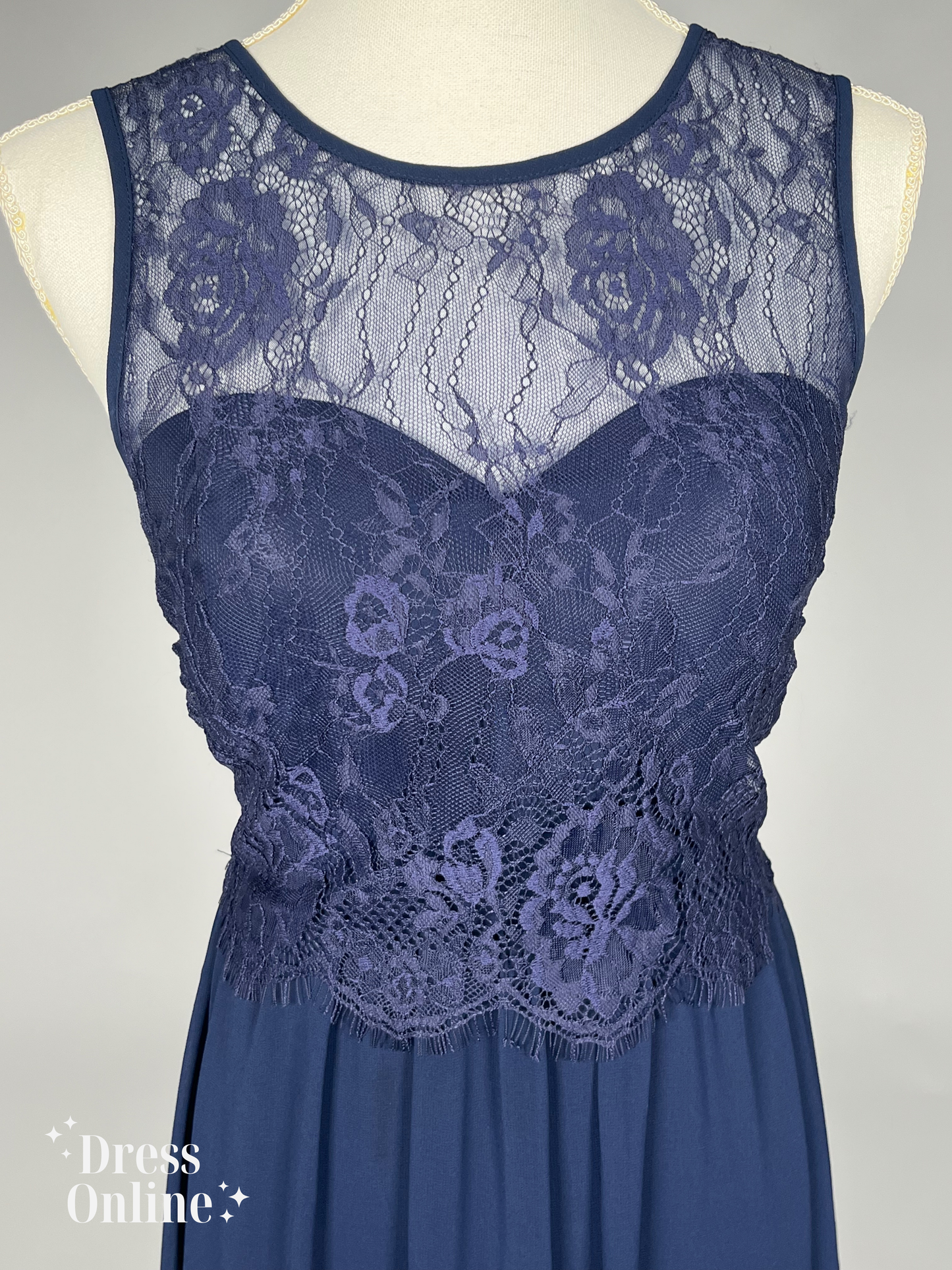 Donkerblauwe Galajurk met Sweetheart Neckline en Kanten Overlay Maat M - 223