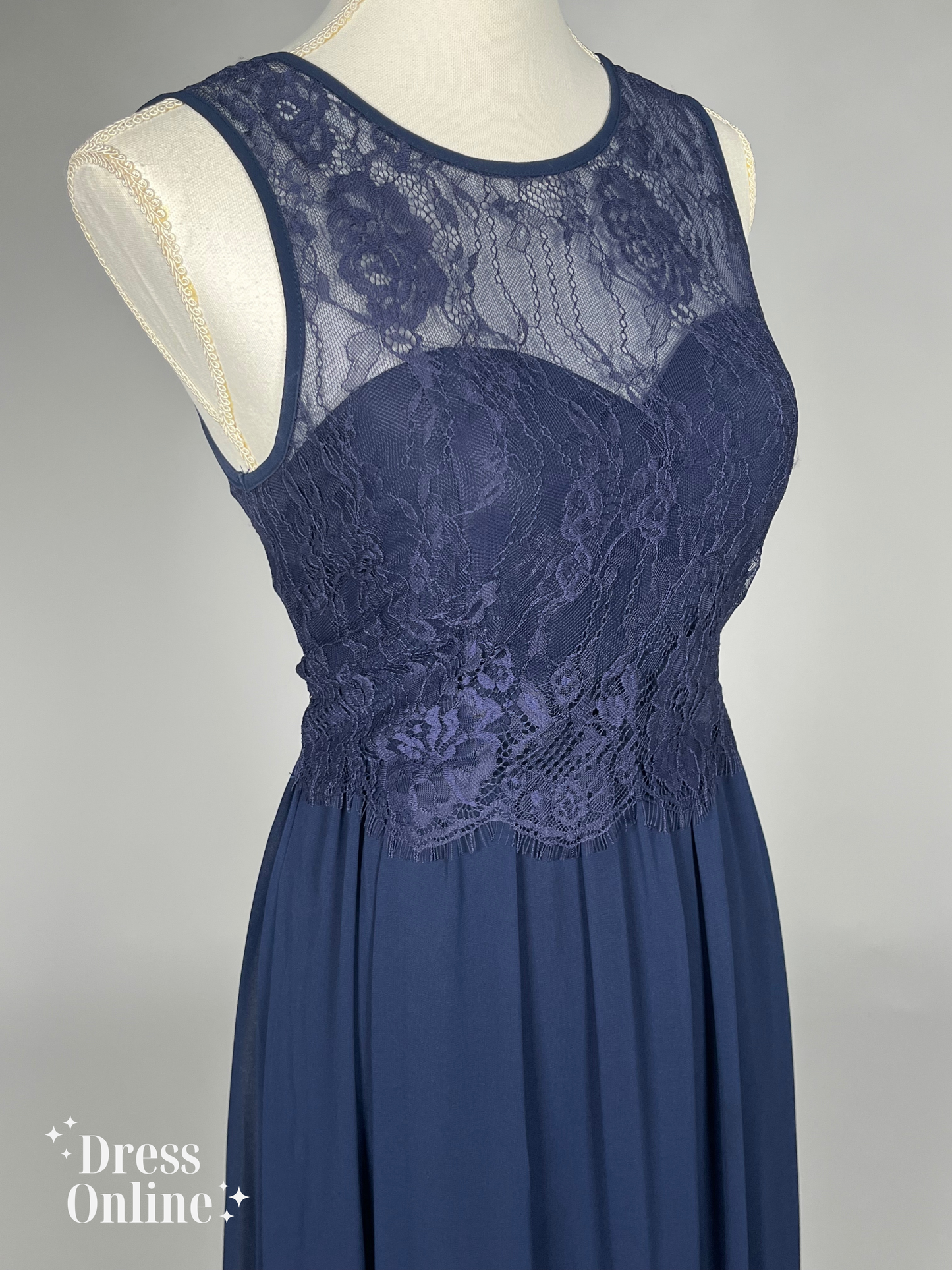 Donkerblauwe Galajurk met Sweetheart Neckline en Kanten Overlay Maat M - 223