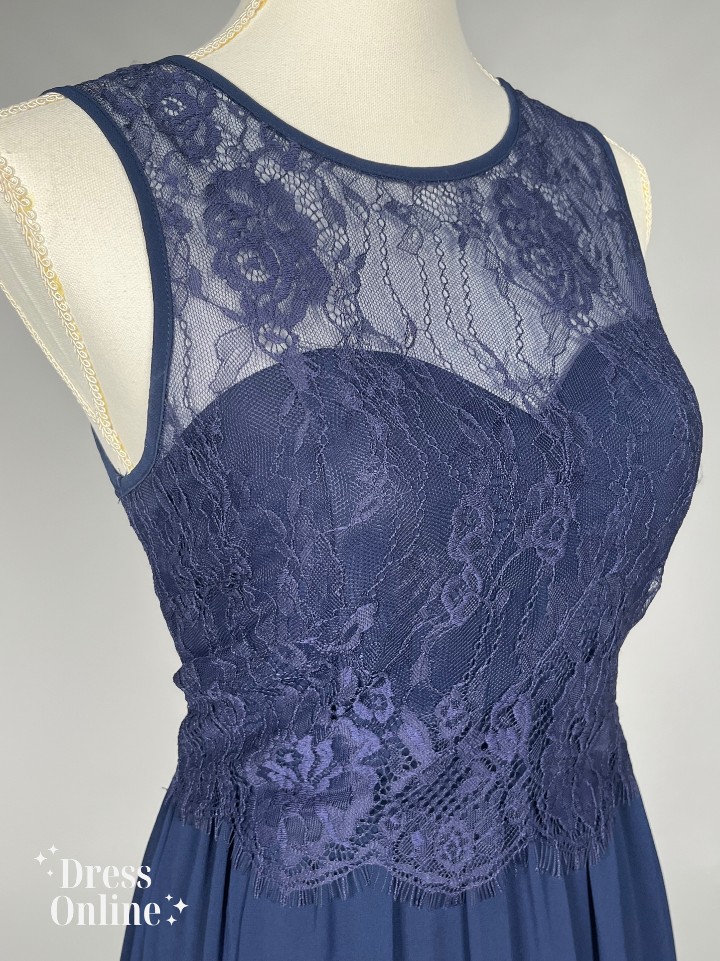 Donkerblauwe Galajurk met Sweetheart Neckline en Kanten Overlay Maat M - 223
