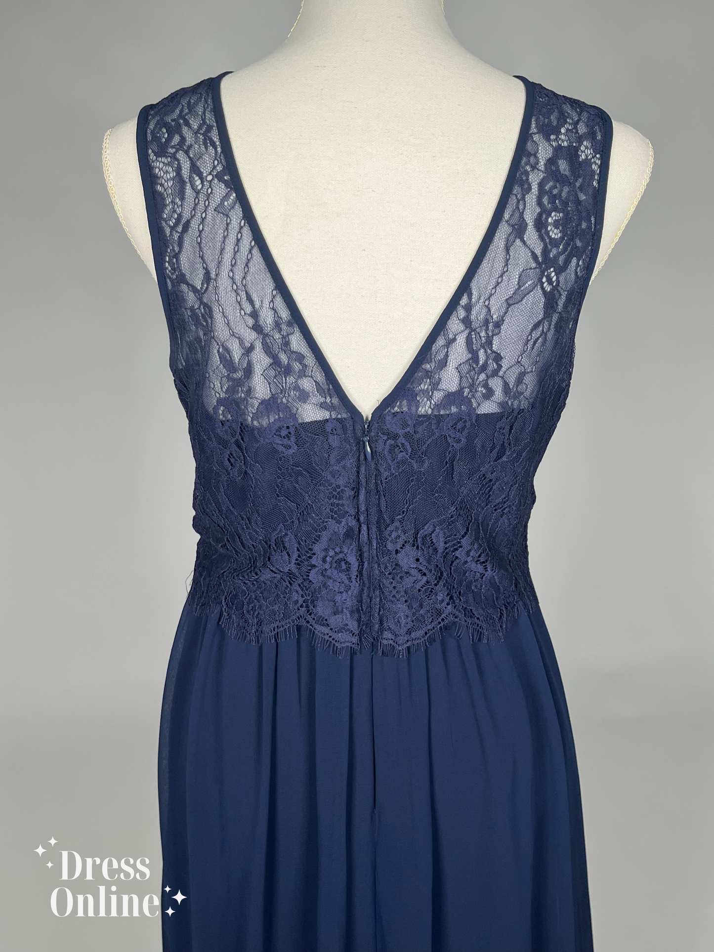 Donkerblauwe Galajurk met Sweetheart Neckline en Kanten Overlay Maat M - 223
