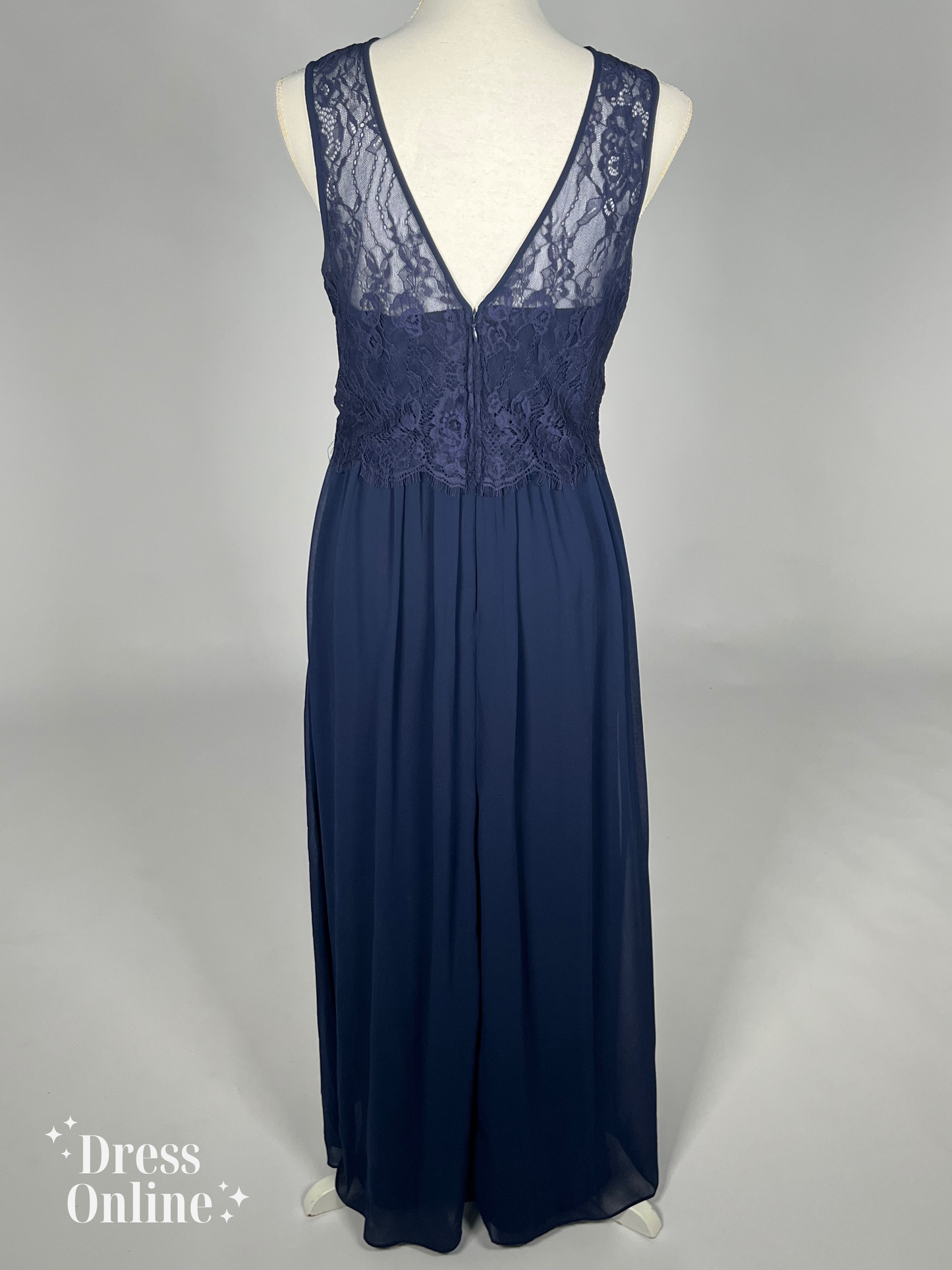 Donkerblauwe Galajurk met Sweetheart Neckline en Kanten Overlay Maat M - 223