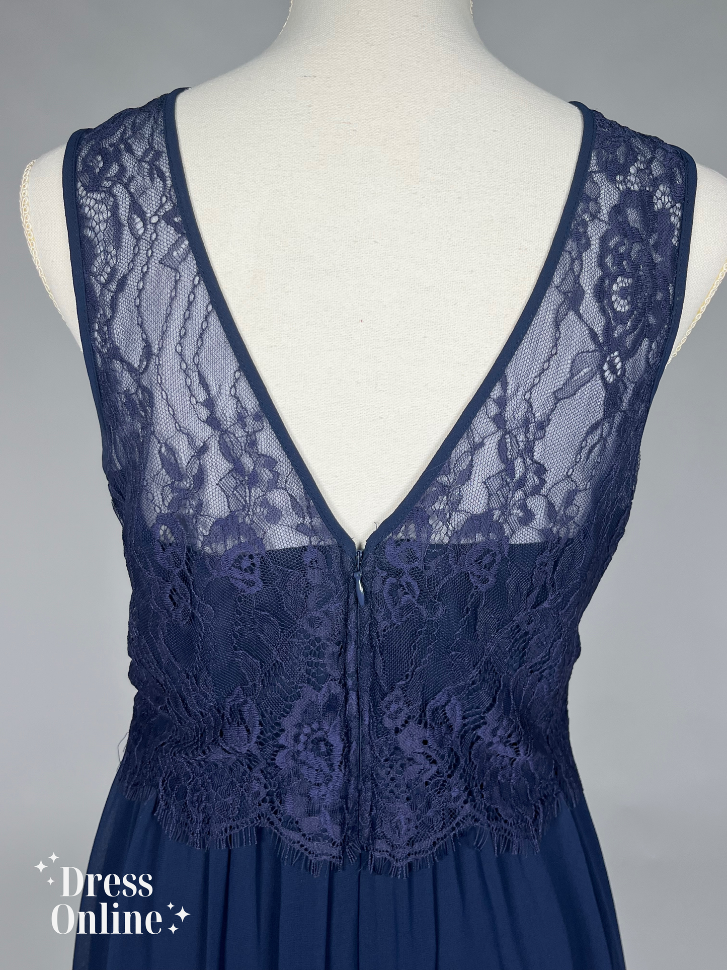 Donkerblauwe Galajurk met Sweetheart Neckline en Kanten Overlay Maat M - 223