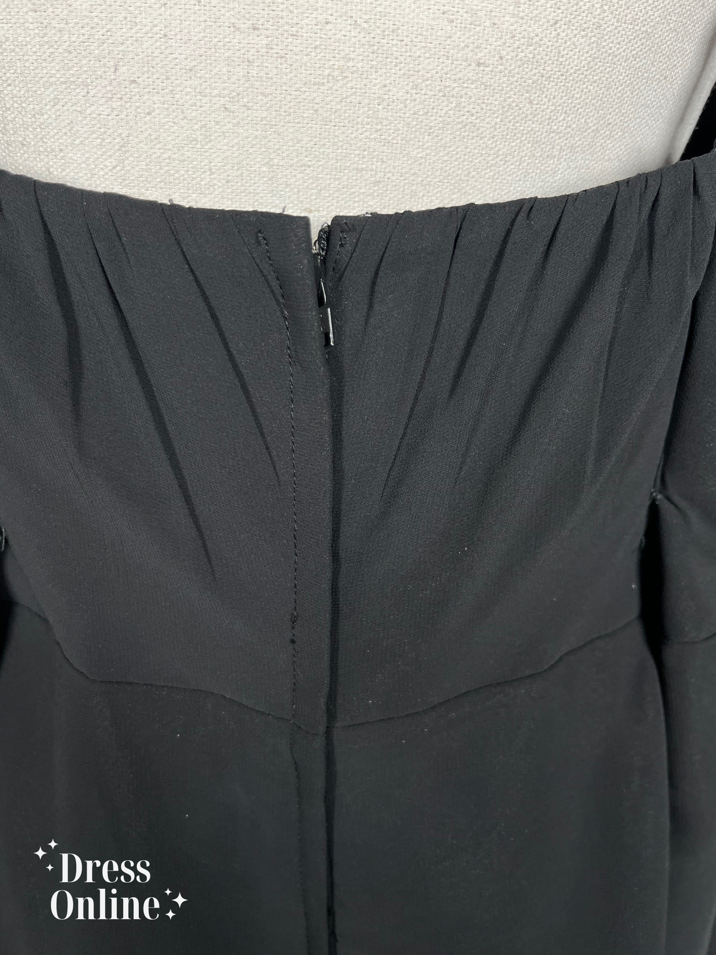 Elegante Zwarte Avondjurk met Beaded Spaghetti Bandjes Maat XXXL -276