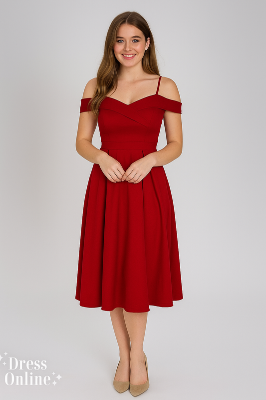 Donkerrode Cocktailjurk maat xs - 159