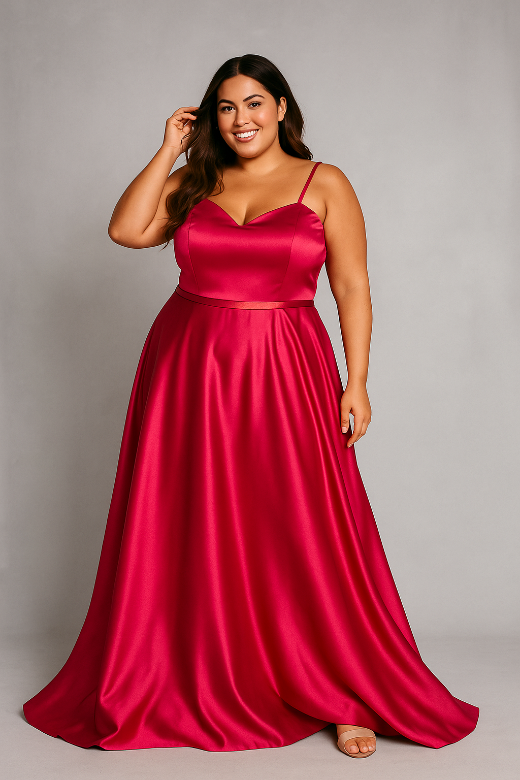 Glanzende Knalroze Galajurk met Sweetheart Neckline Maat L - 220