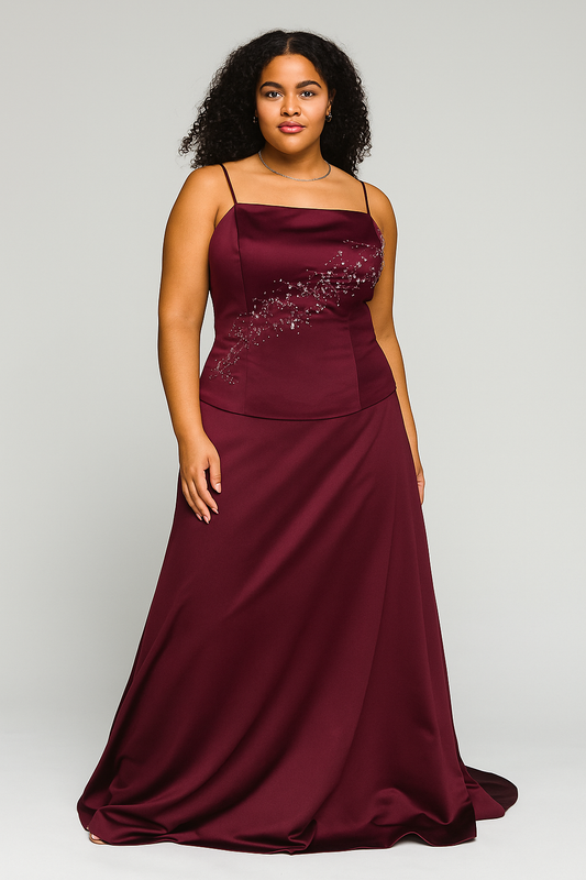 Paarse Galajurk met Delicate Bloemenversiering Maat L/XL - 244