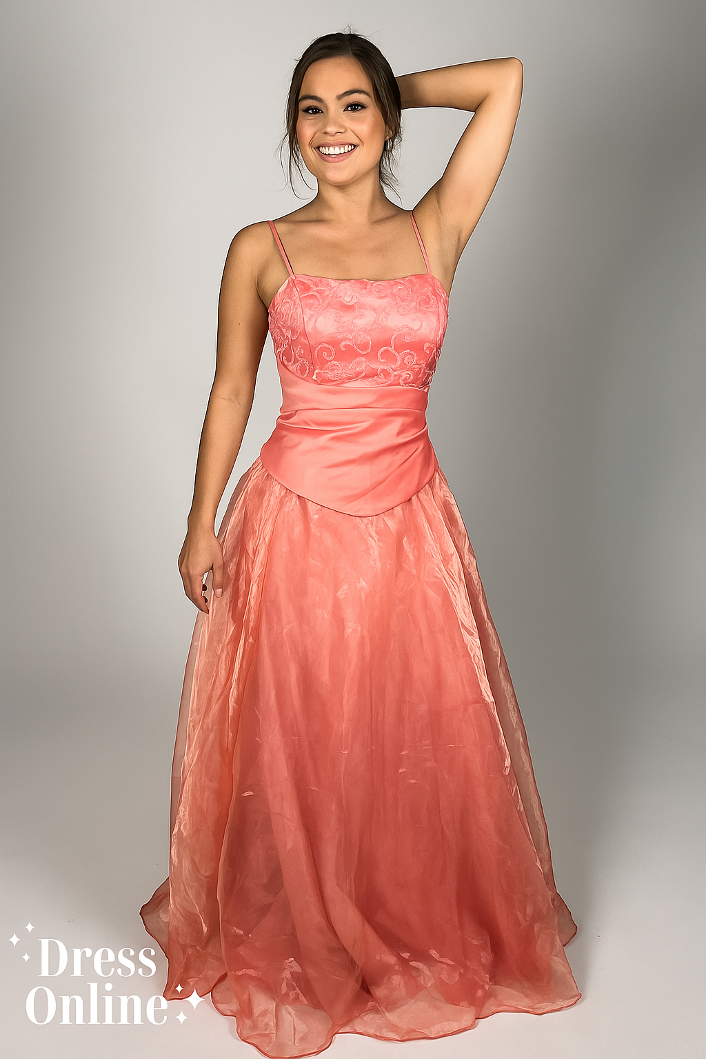 Elegante Lichroze Galajurk met Kraaltjesversiering - Maat M - 409