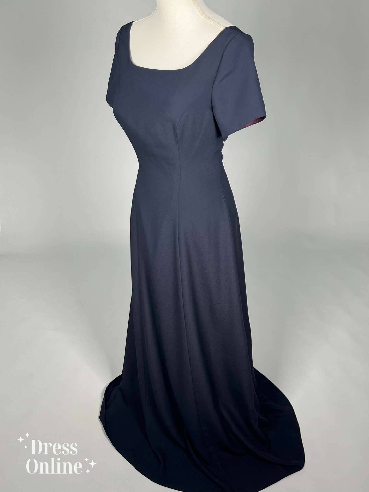 Donkerblauwe Galajurk met Elegante Open Rug - Maat L - 287