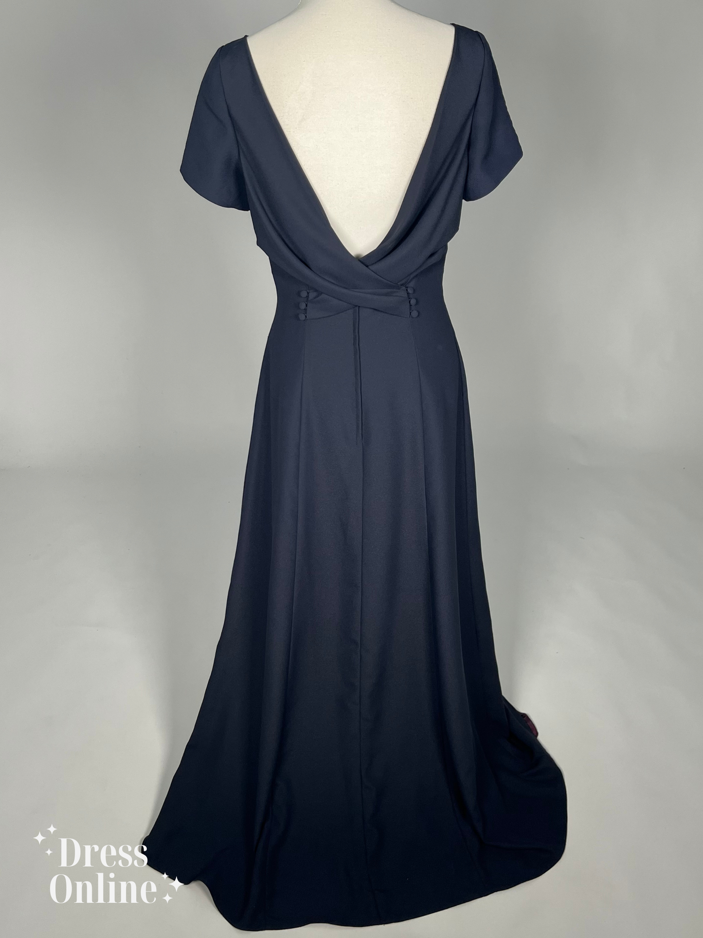 Donkerblauwe Galajurk met Elegante Open Rug - Maat L - 287