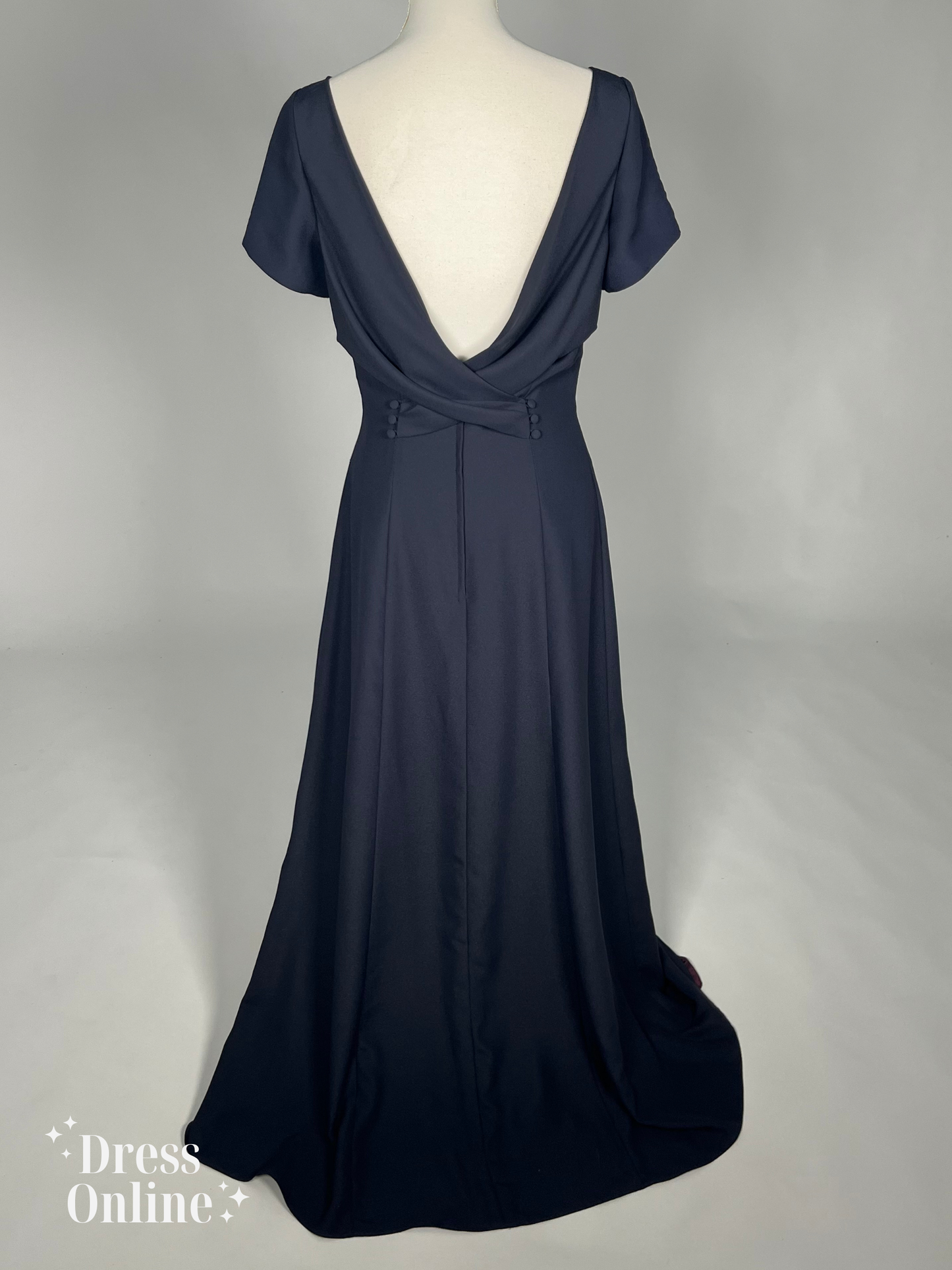 Donkerblauwe Galajurk met Elegante Open Rug - Maat L - 287