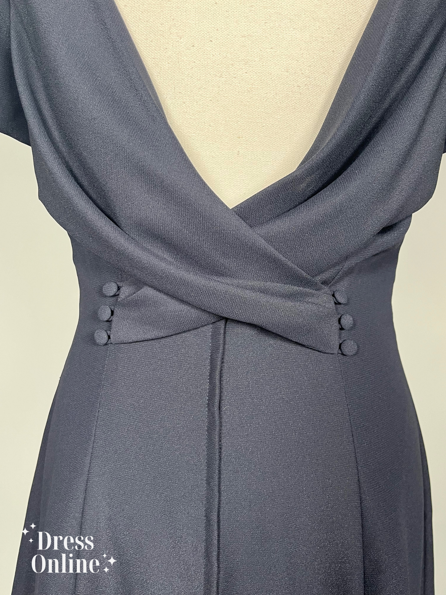 Donkerblauwe Galajurk met Elegante Open Rug - Maat L - 287