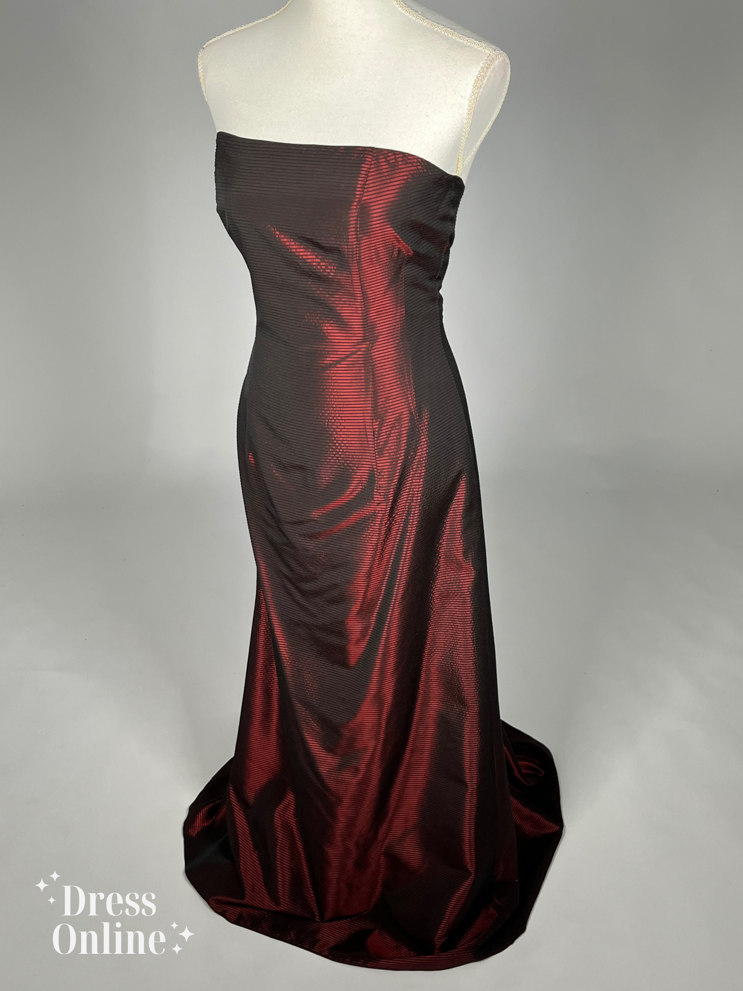 Dieprode Strapless Vintage Avondjurk Maat M - 268