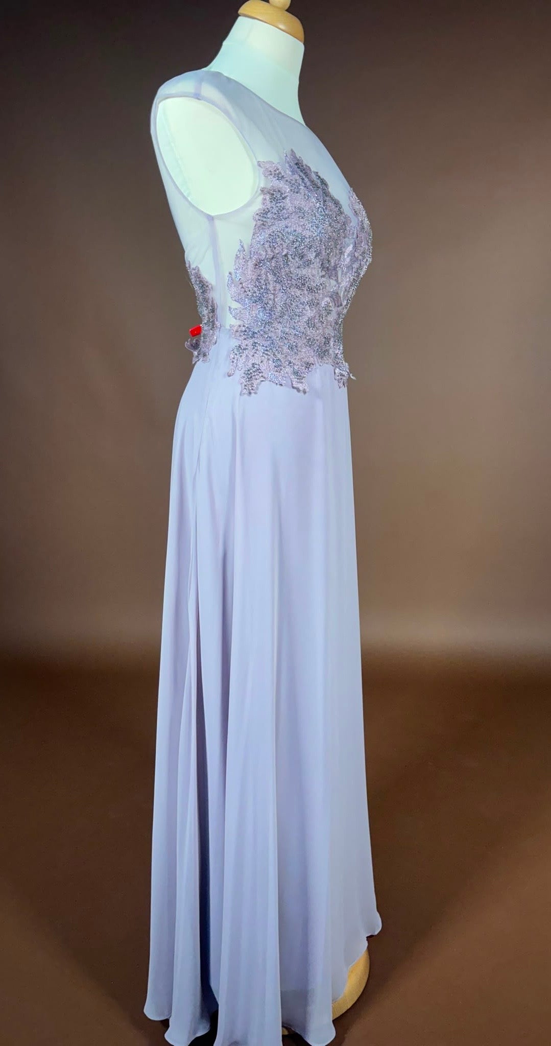 013 Lila Kanten Avondjurk met Open Rug – Lautinel