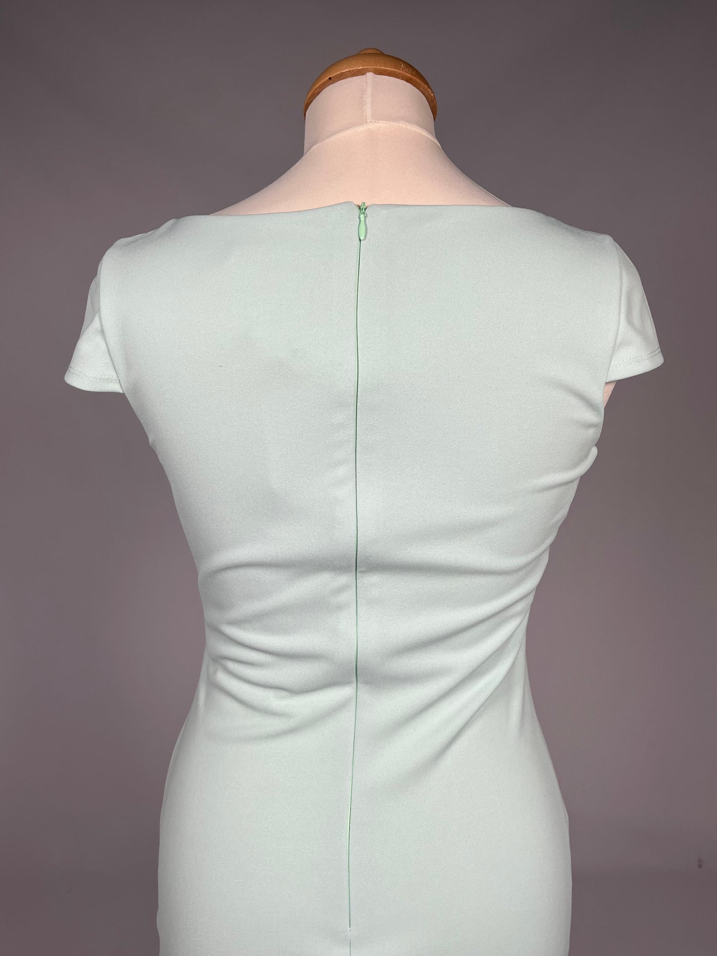 Elegante Mintgroene Cocktailjurk met Drapering - Maat M 38