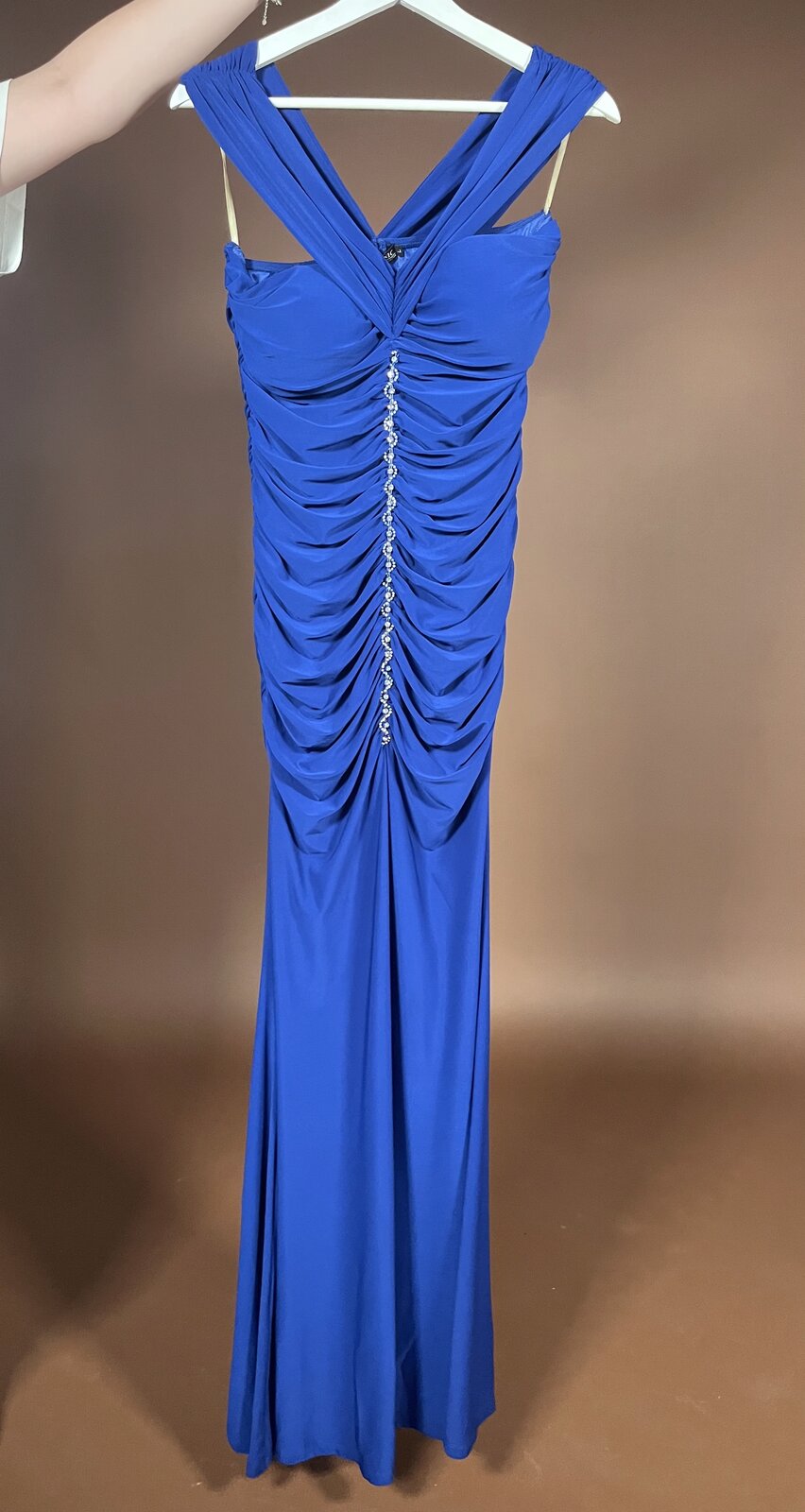 035 Kobaltblauwe Glamour Jurk met Steentjes – Ricotonic Collection