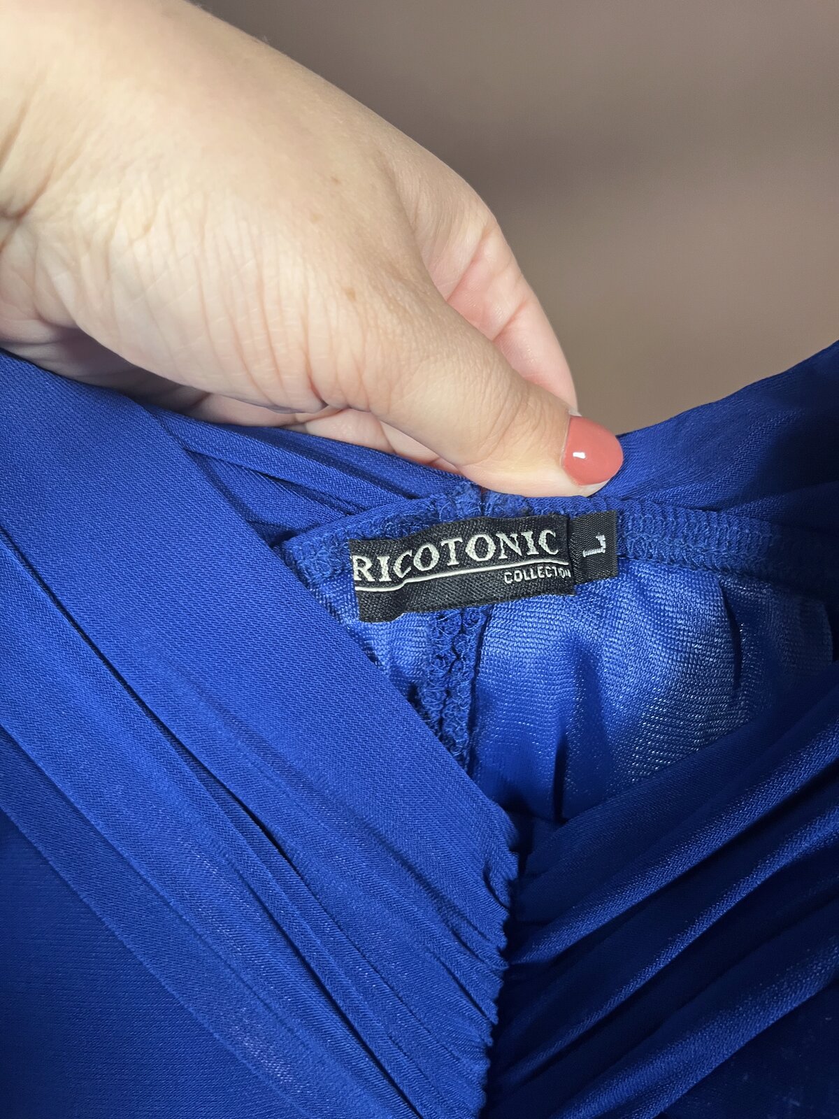 035 Kobaltblauwe Glamour Jurk met Steentjes – Ricotonic Collection