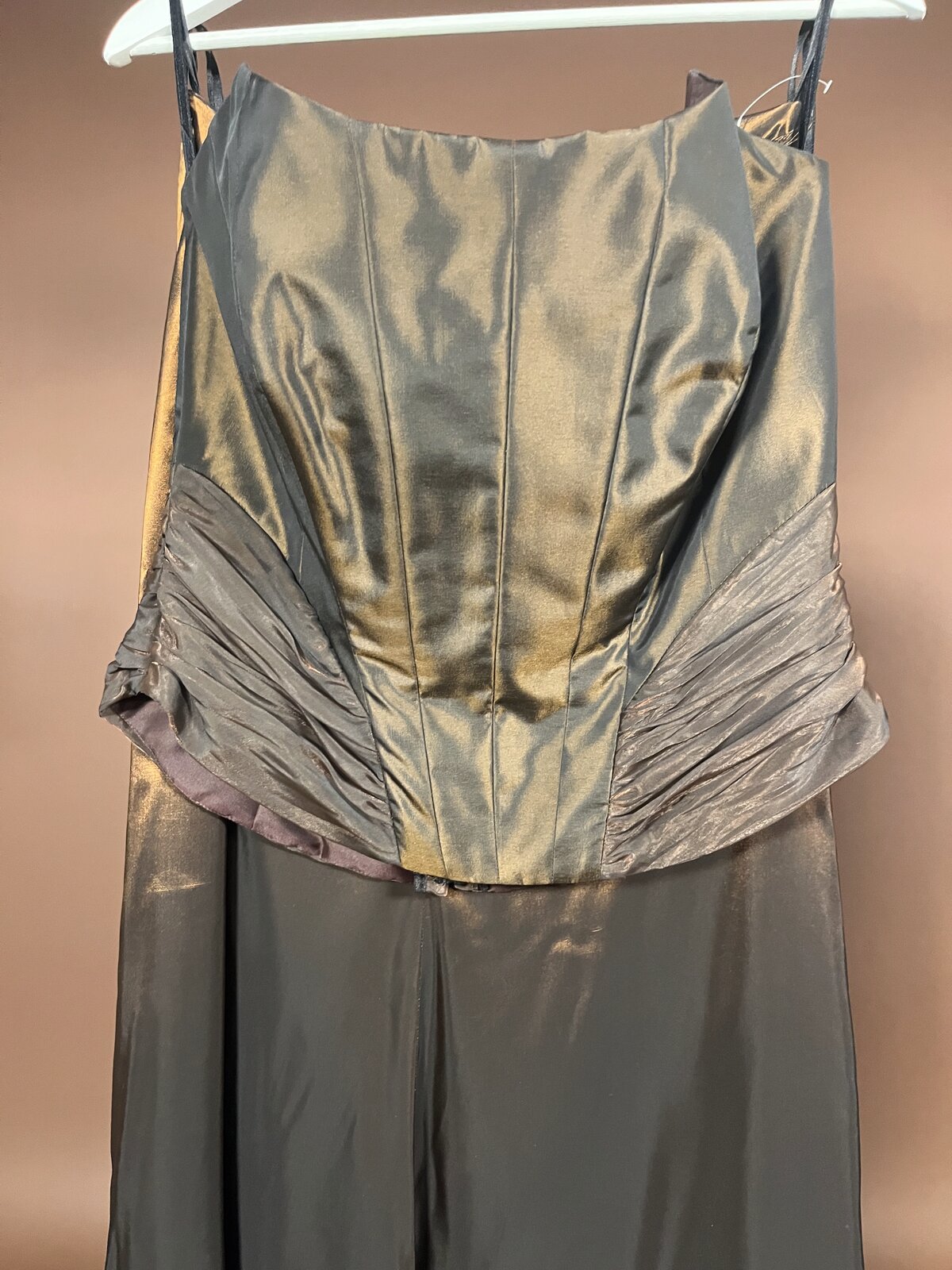 036 Bronzen Taffeta Galajurk met Bolero Jasje