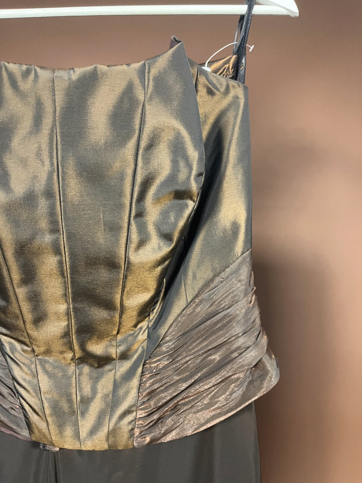 036 Bronzen Taffeta Galajurk met Bolero Jasje