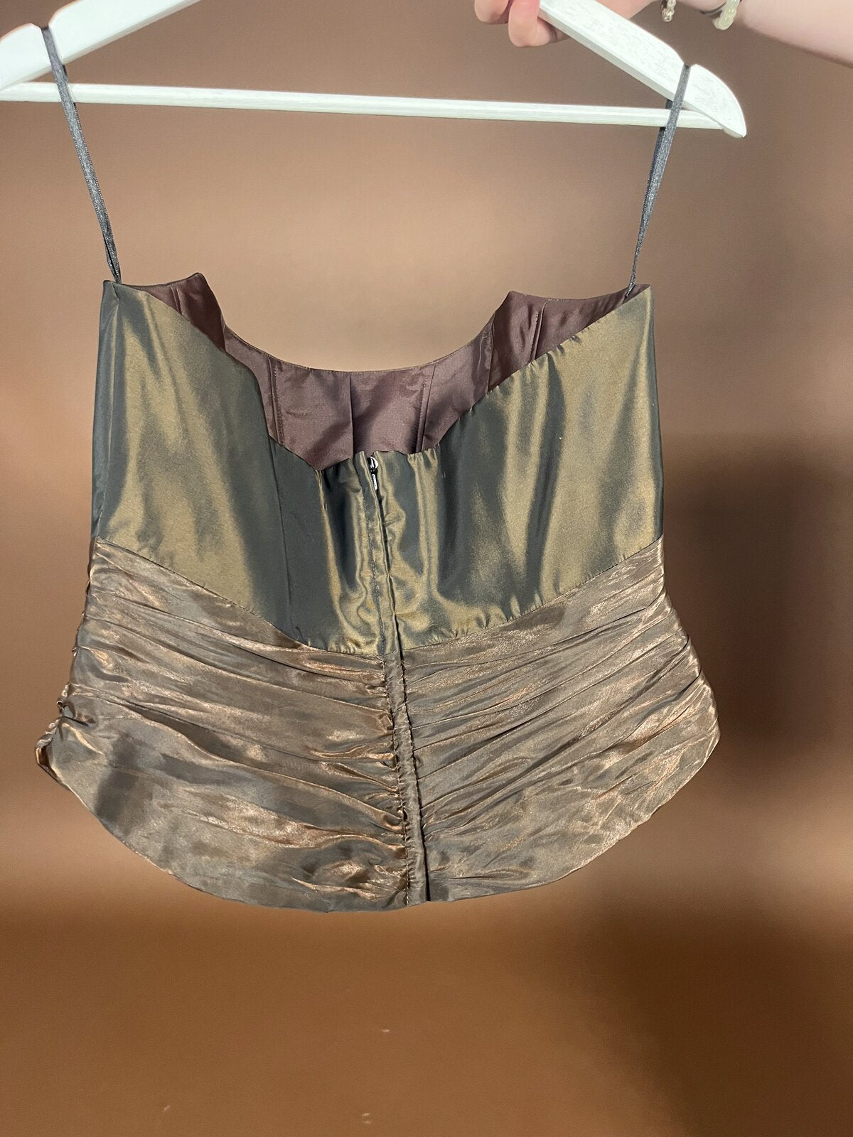 036 Bronzen Taffeta Galajurk met Bolero Jasje