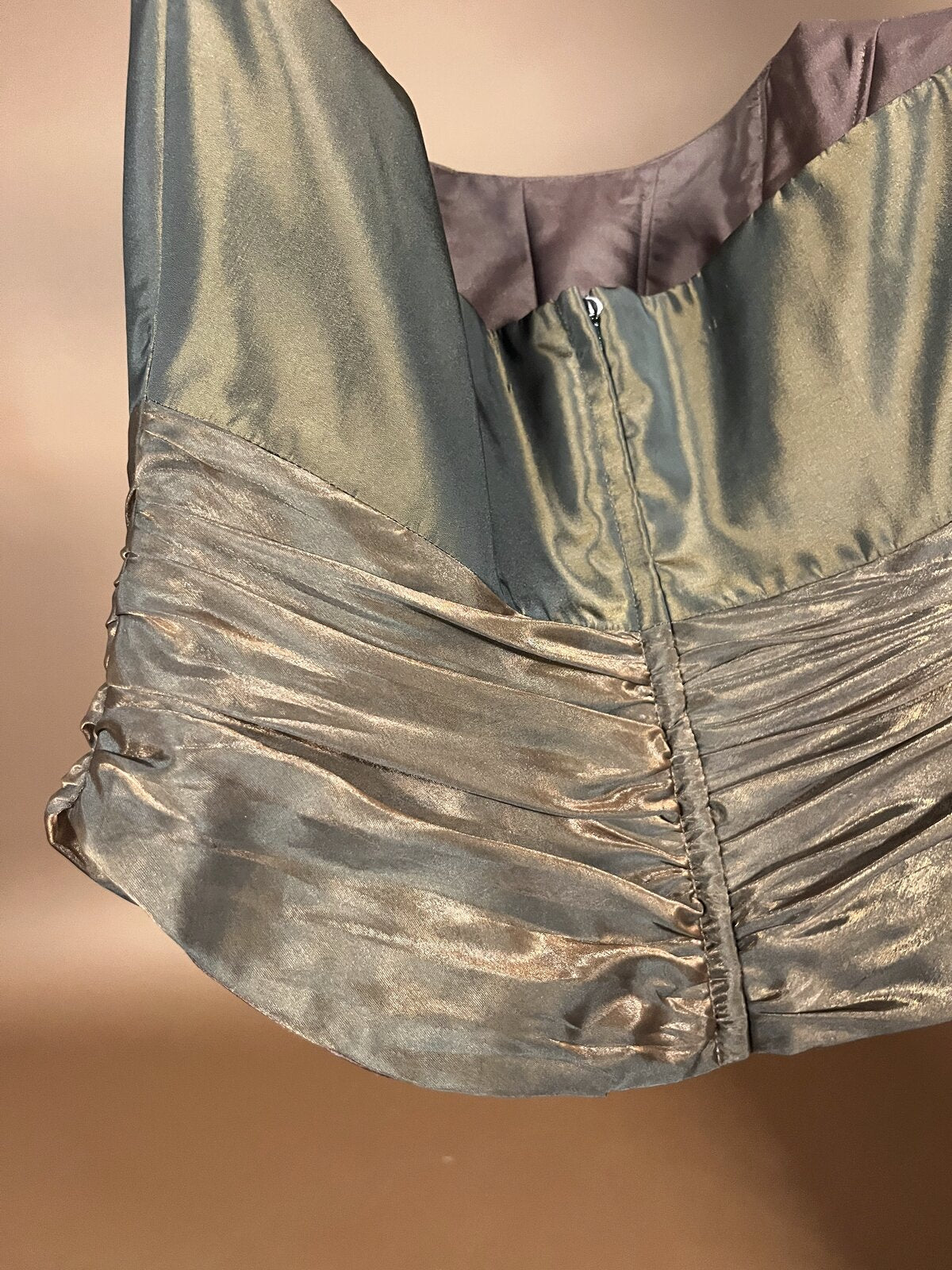036 Bronzen Taffeta Galajurk met Bolero Jasje