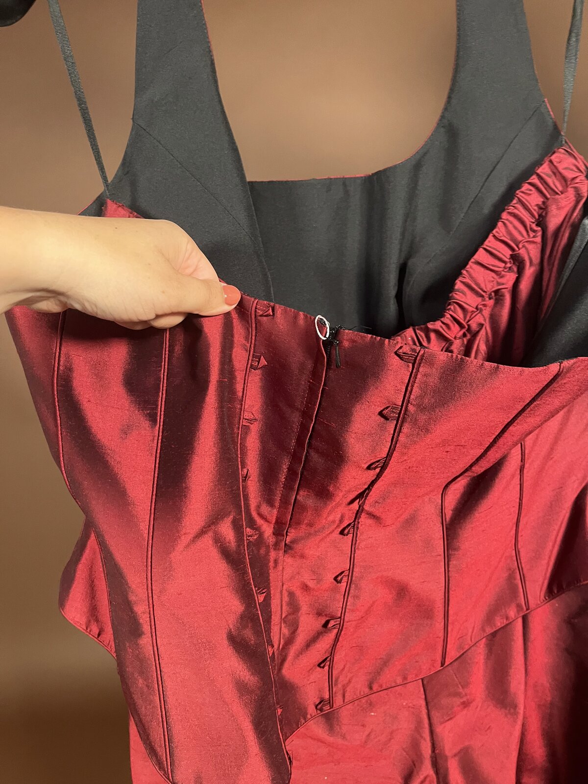 040 Wijnrode Glanzende Jumpsuit met Wijde Pijpen