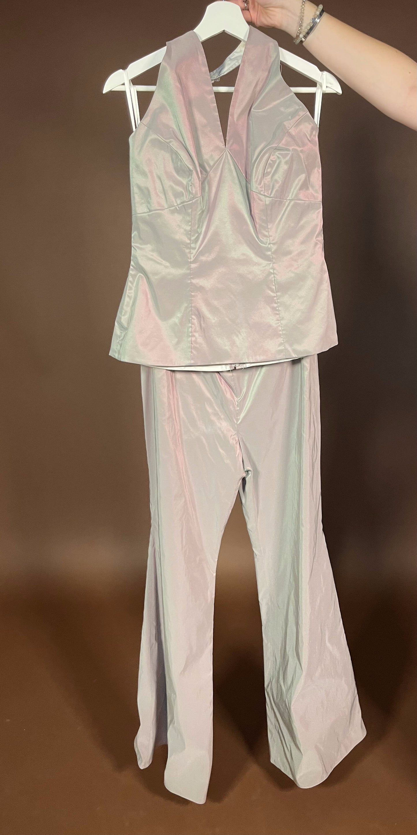 041 Parelmoer Jumpsuit met Halter Top