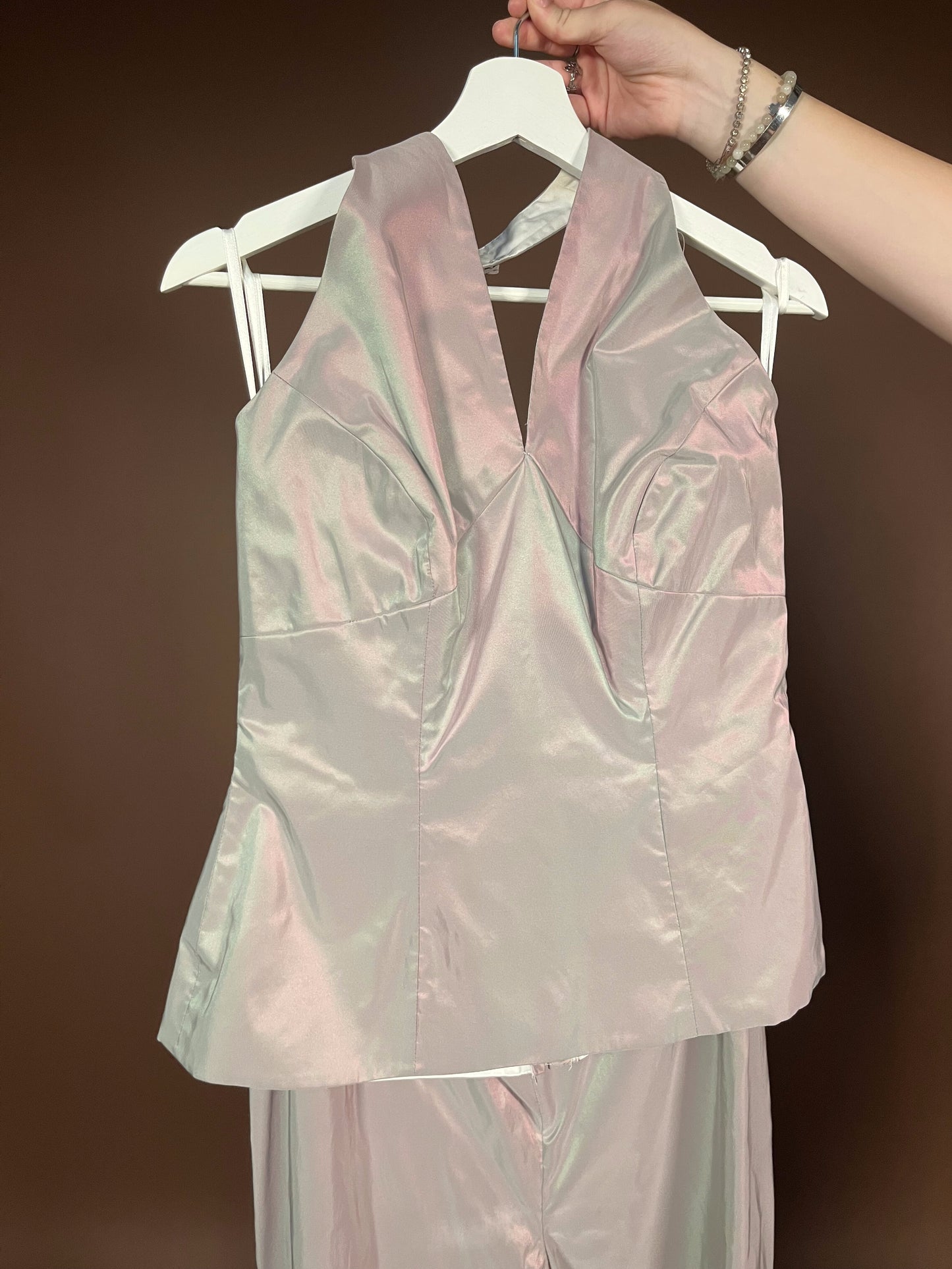041 Parelmoer Jumpsuit met Halter Top